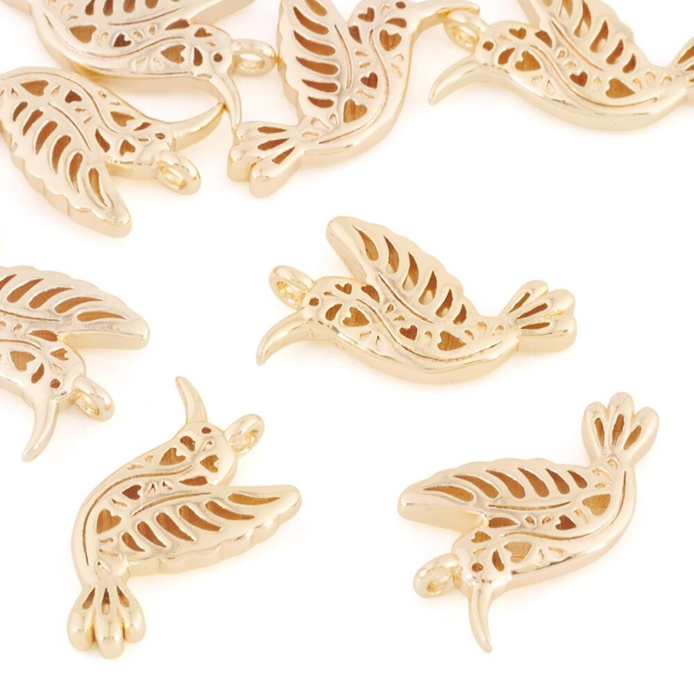 6845 8pcs 18K Gold Plated Bird Bracelet Charms Cute Animal Birds Necklace